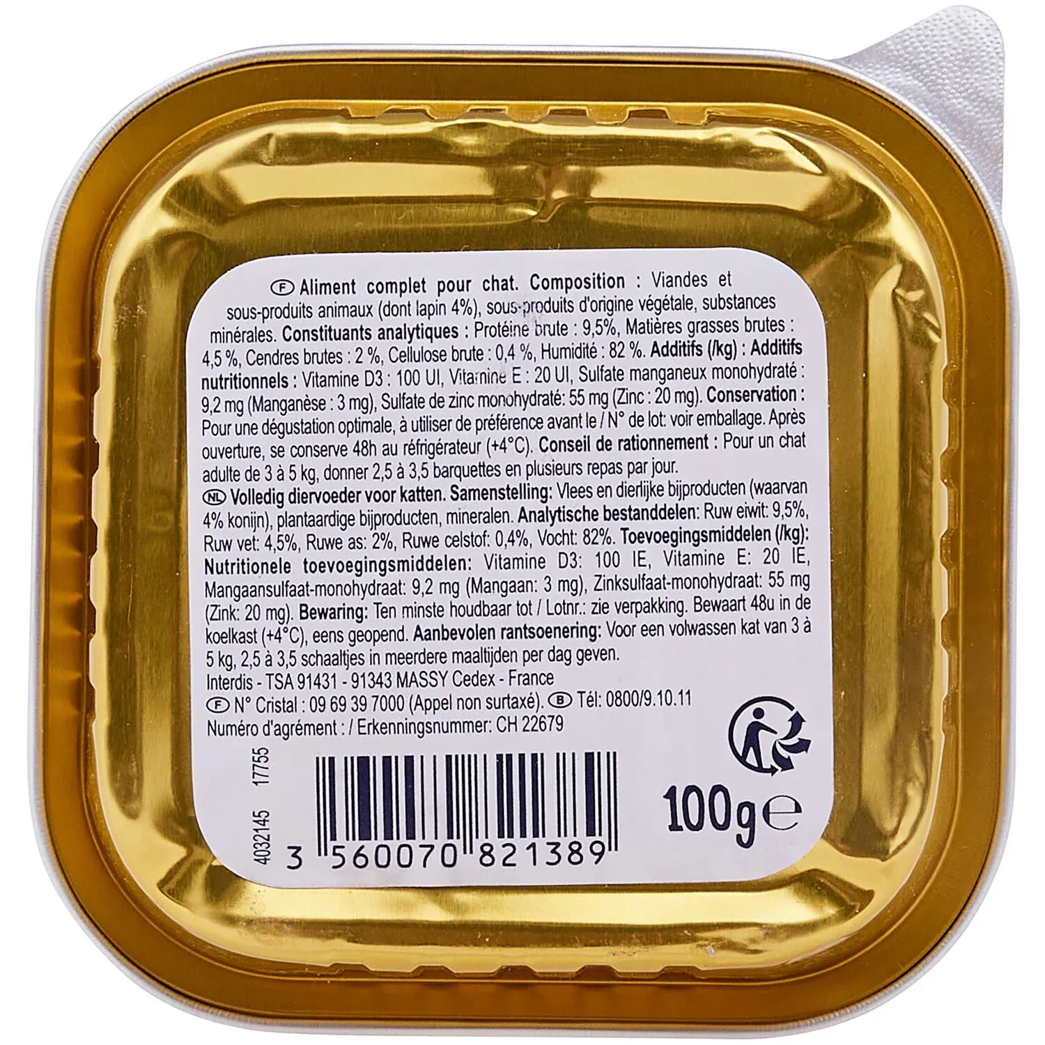 Pâtée Pour Chat Adulte En Terrine Lapin SIMPL