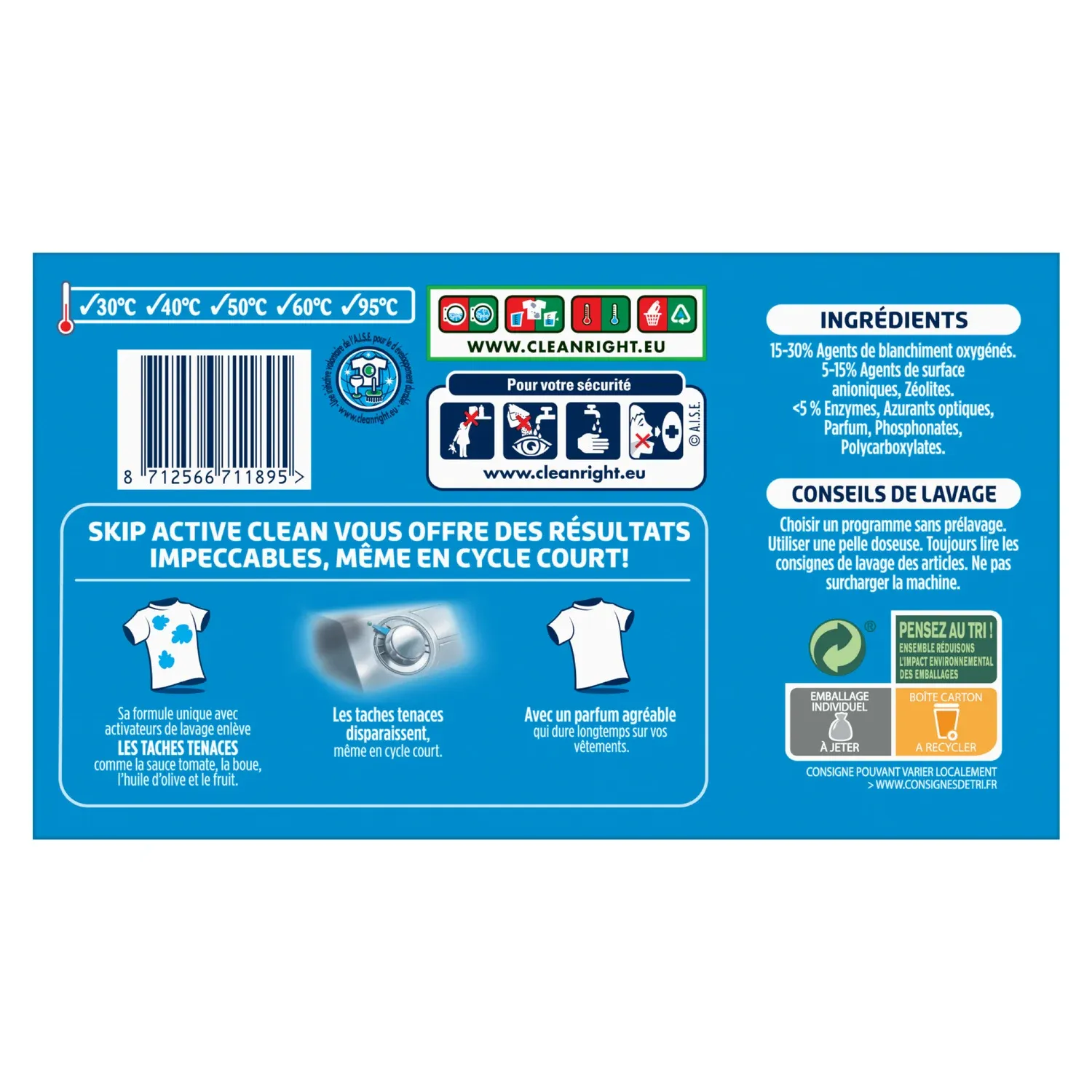 Lessive tablettes Active Clean SKIP