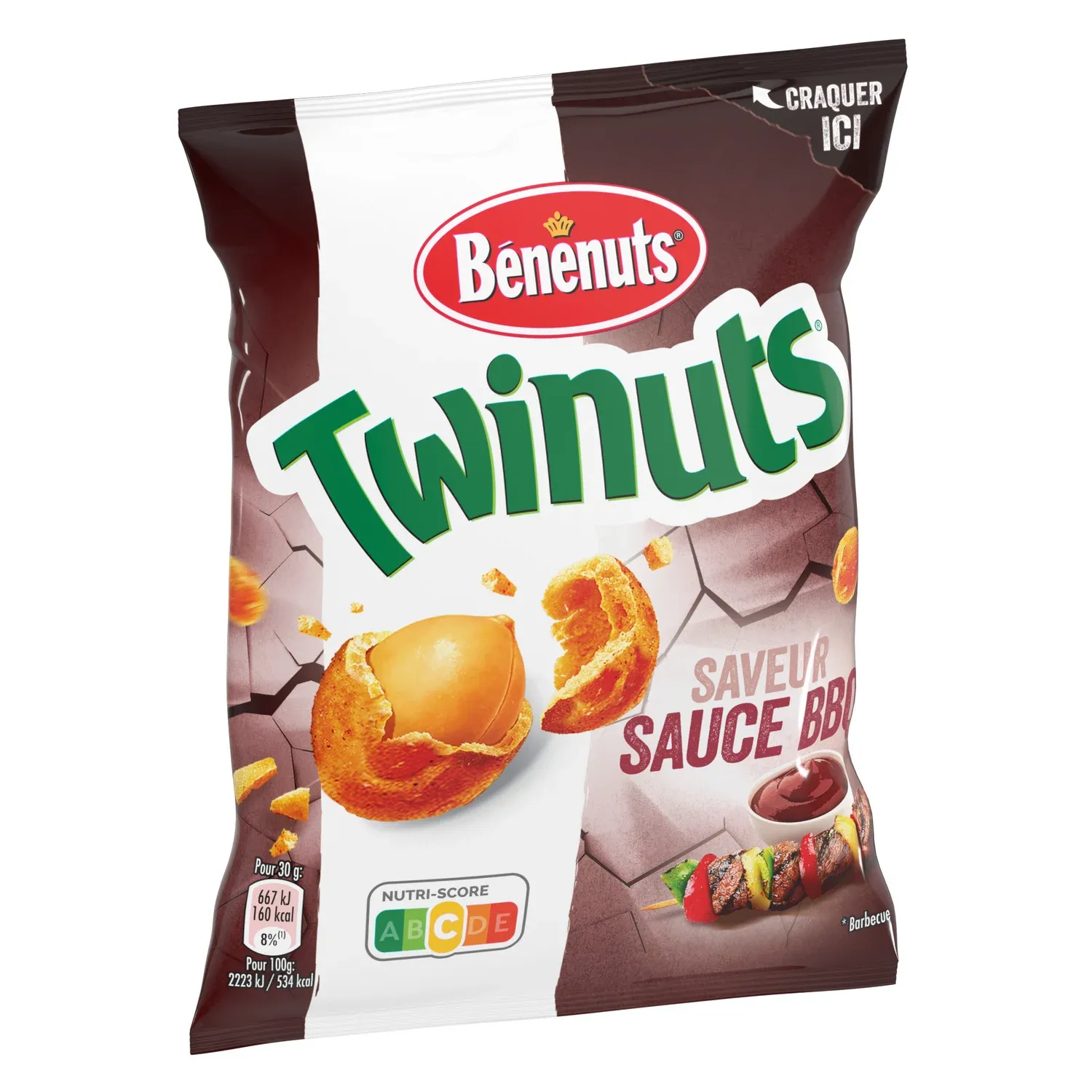 Cacahuètes enrobées saveur Sauce Barbecue BENENUTS TWINUTS