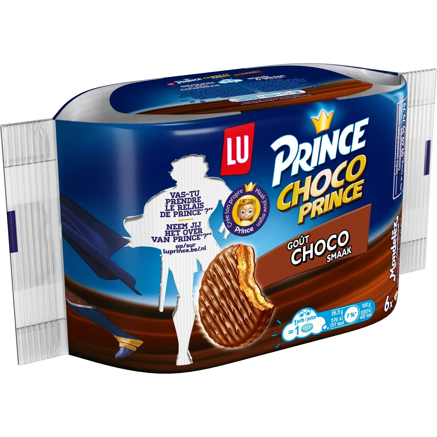 Biscuits fourrés au chocolat enrobés de chocolat au lait Prince LU