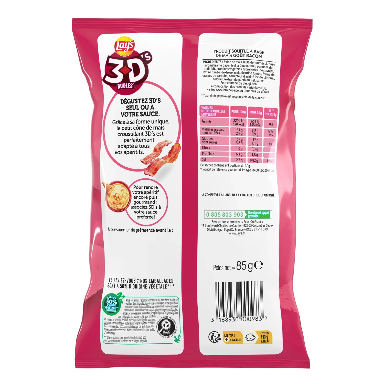 Biscuits apéritifs goût Bacon 3D'S