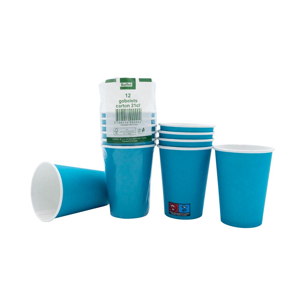 12 GOBELETS CARTON TURQUOISE21 CL