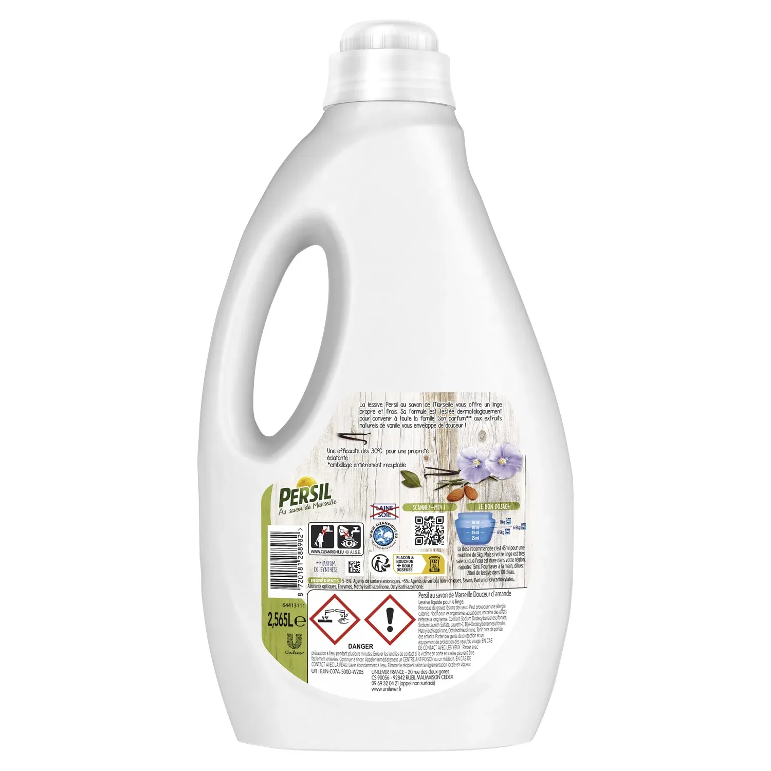 Lessive liquide Au savon de marseille Douceur d'amande aux Extraits naturels de vanille PERSIL