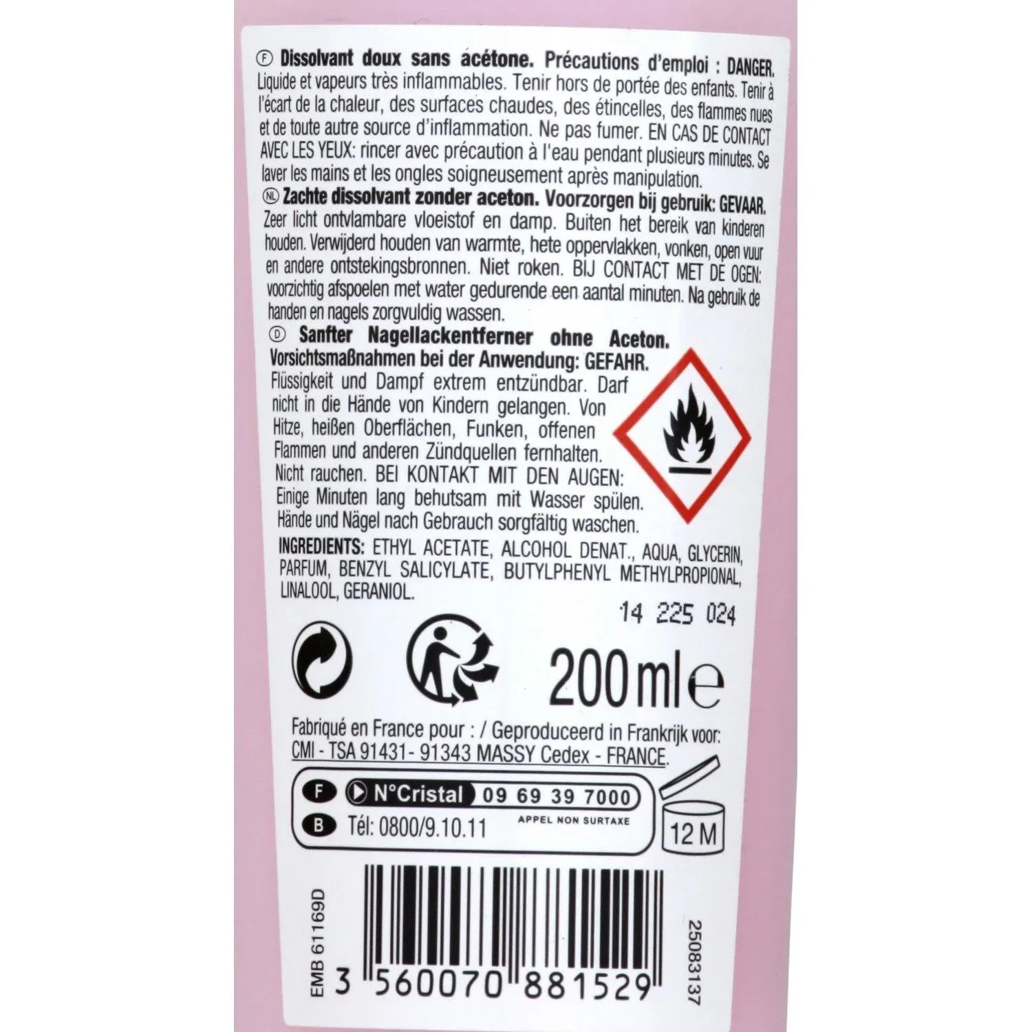 Dissolvant Doux Sans Acetone CARREFOUR