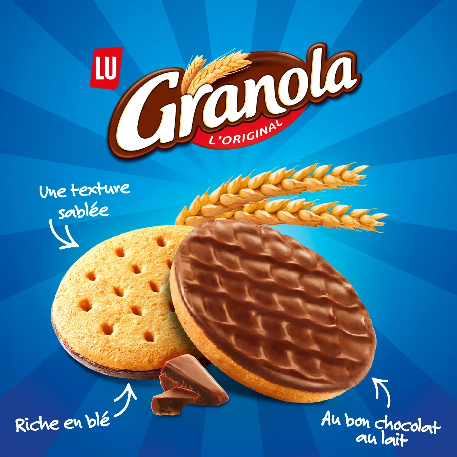 Biscuits sablés nappés au chocolat au lait Granola LU