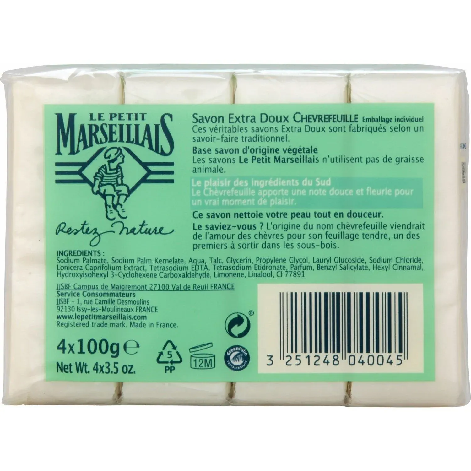 Savon chèvrefeuille extra doux LE PETIT MARSEILLAIS
