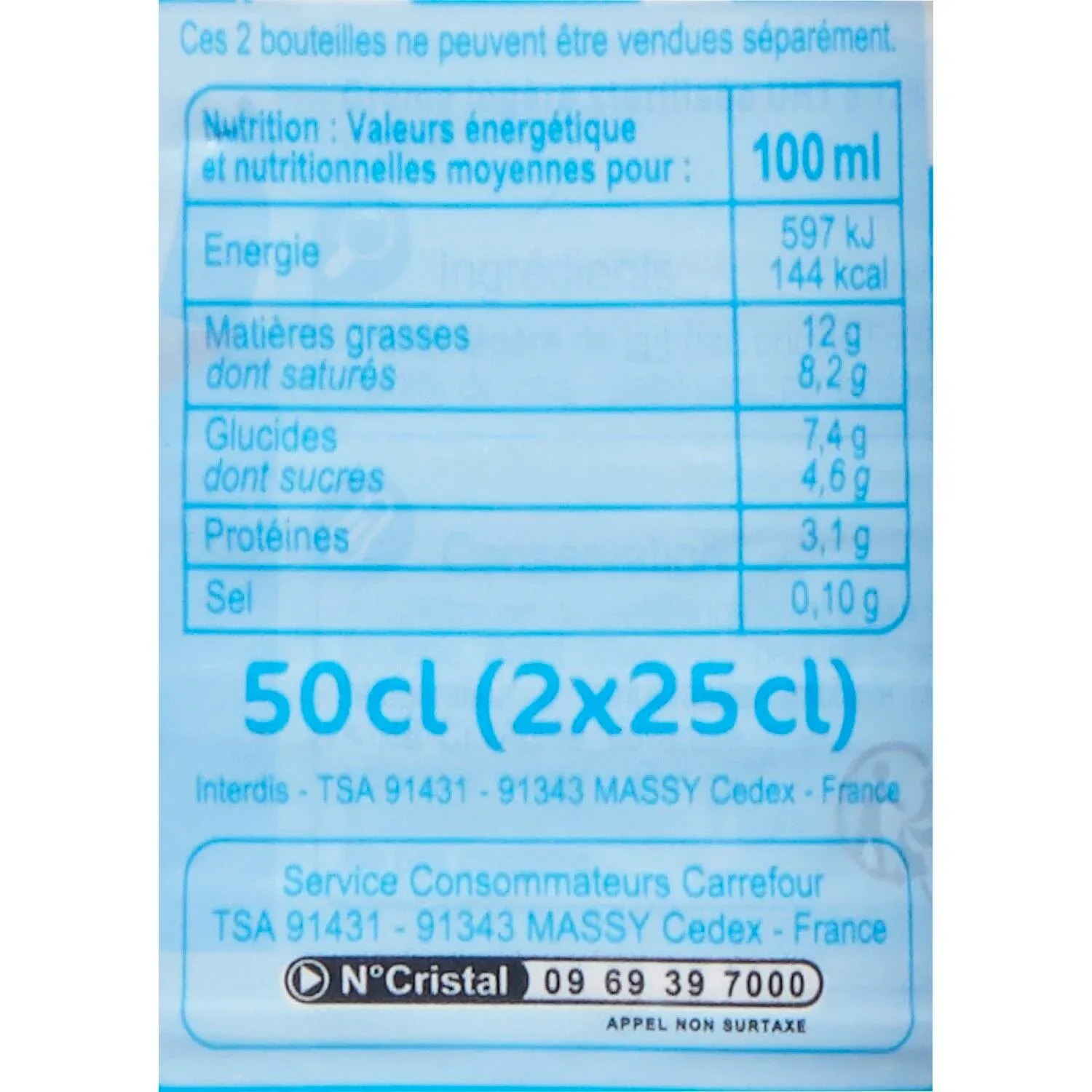 Crème Fluide Légère 12% Mg CARREFOUR CLASSIC'