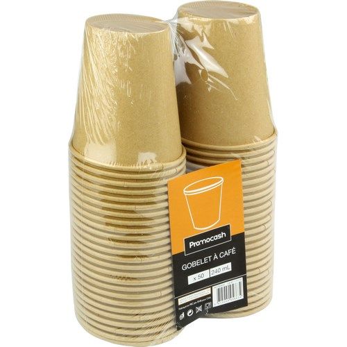 Gobelets kraft bruns 50 unités – 24 cl