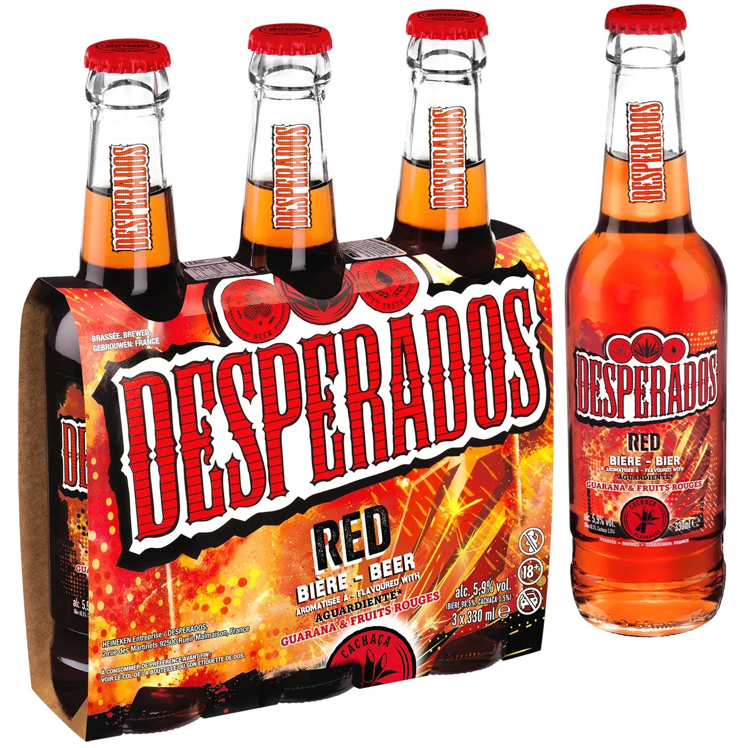 Bière Aromatisée au Spiritueux Cachaça Fruits Rouges Guarana Red 5,9% DESPERADOS