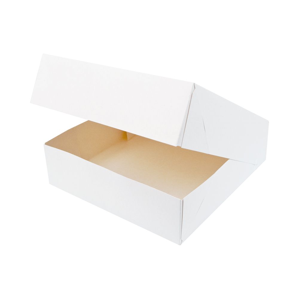 BOITE PÂTISSIÈRE CARTON BLANC32X32X8CM SI LOT DE 25PC
