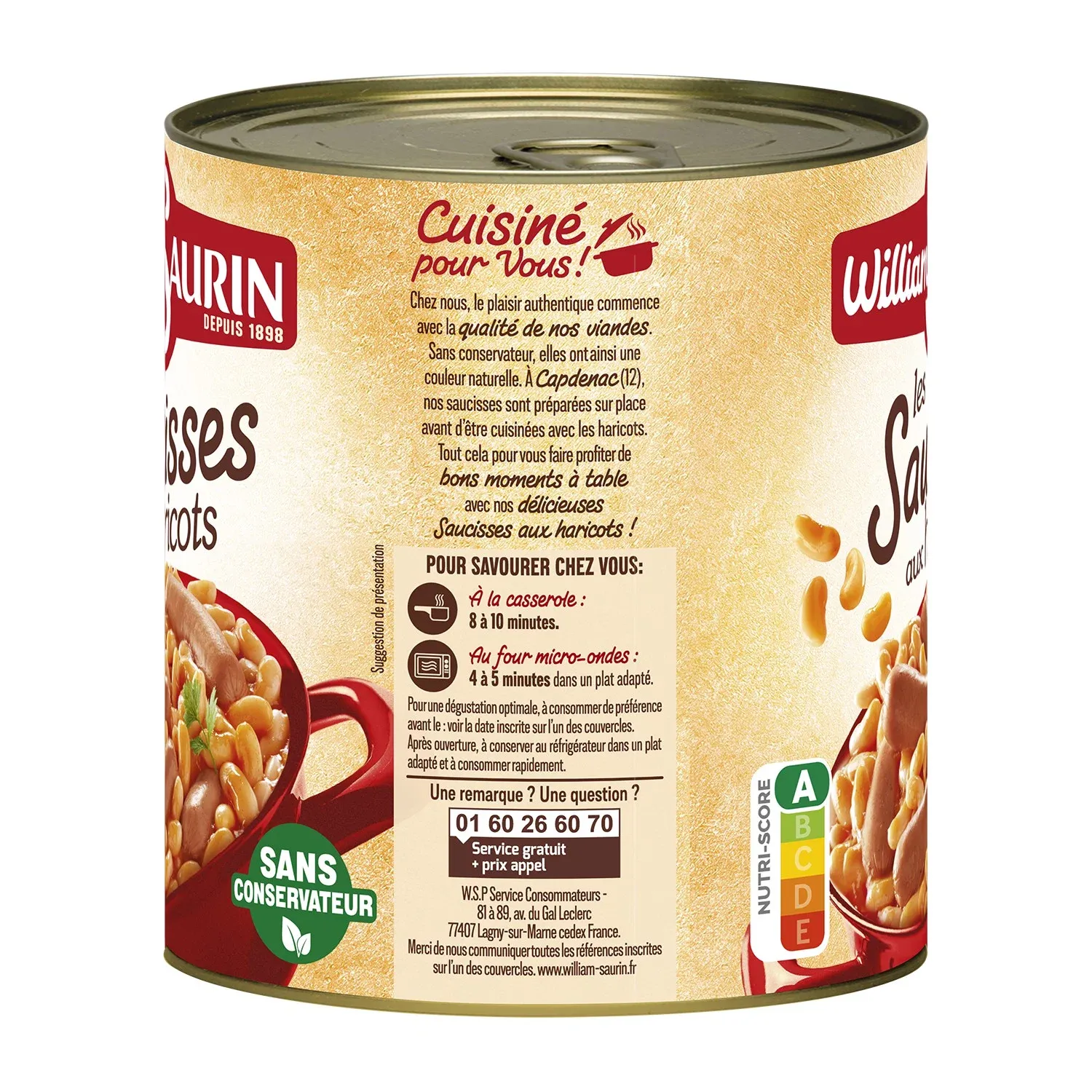 Plat familial Saucisses aux Haricots WILLIAM SAURIN