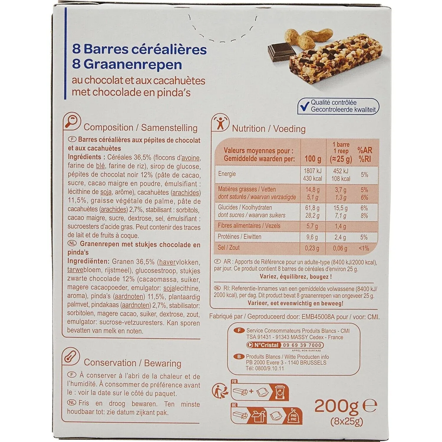 Barres Céréales Simpl Chocolat Cacahuètes SIMPL
