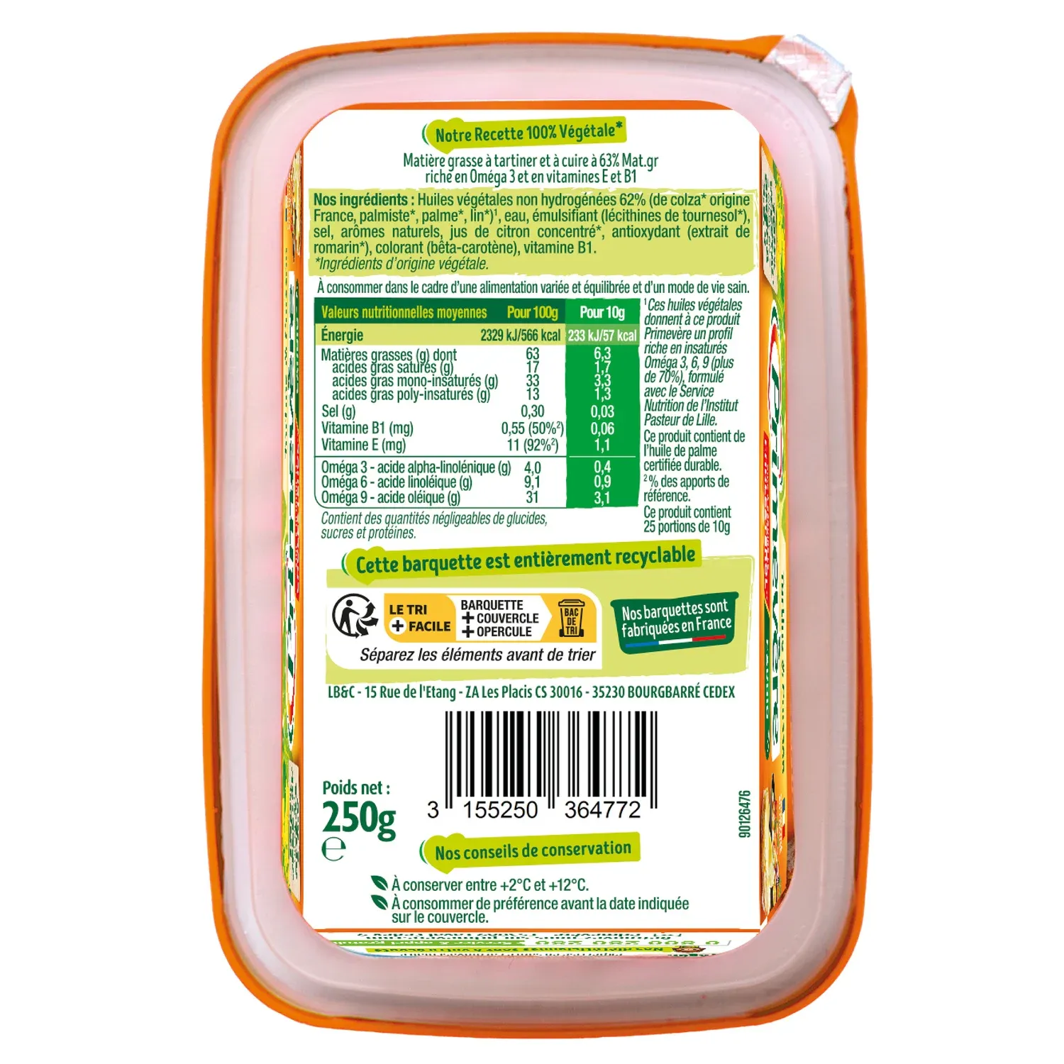Margarine Tartine et Cuisson Doux  PRIMEVERE