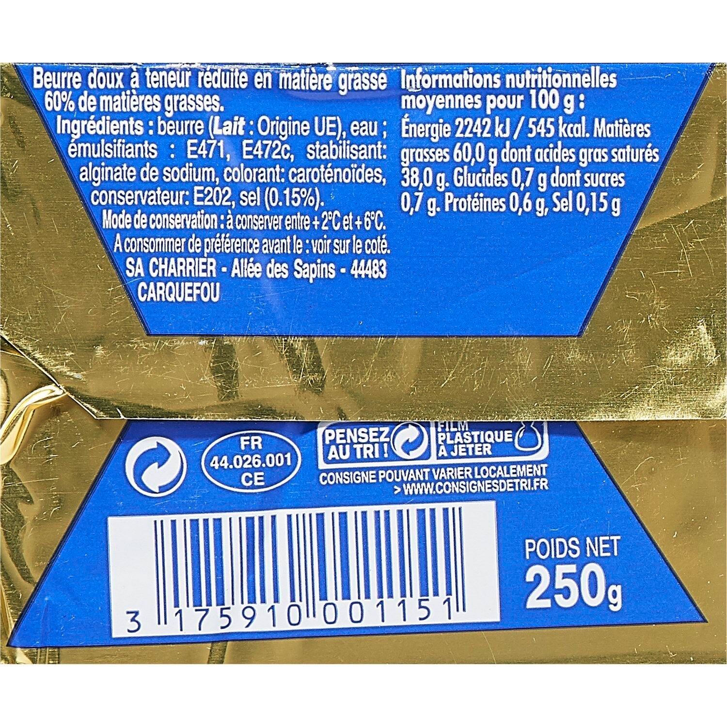 Beurre Doux Cuisine et tartine LA PAYSE