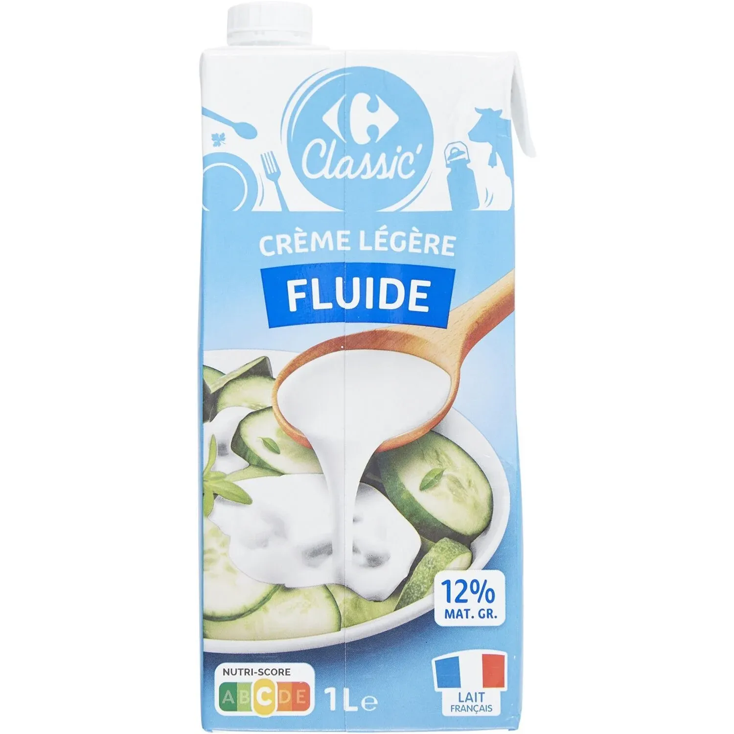 Crème Légère Fluide 12% Mg CARREFOUR CLASSIC'