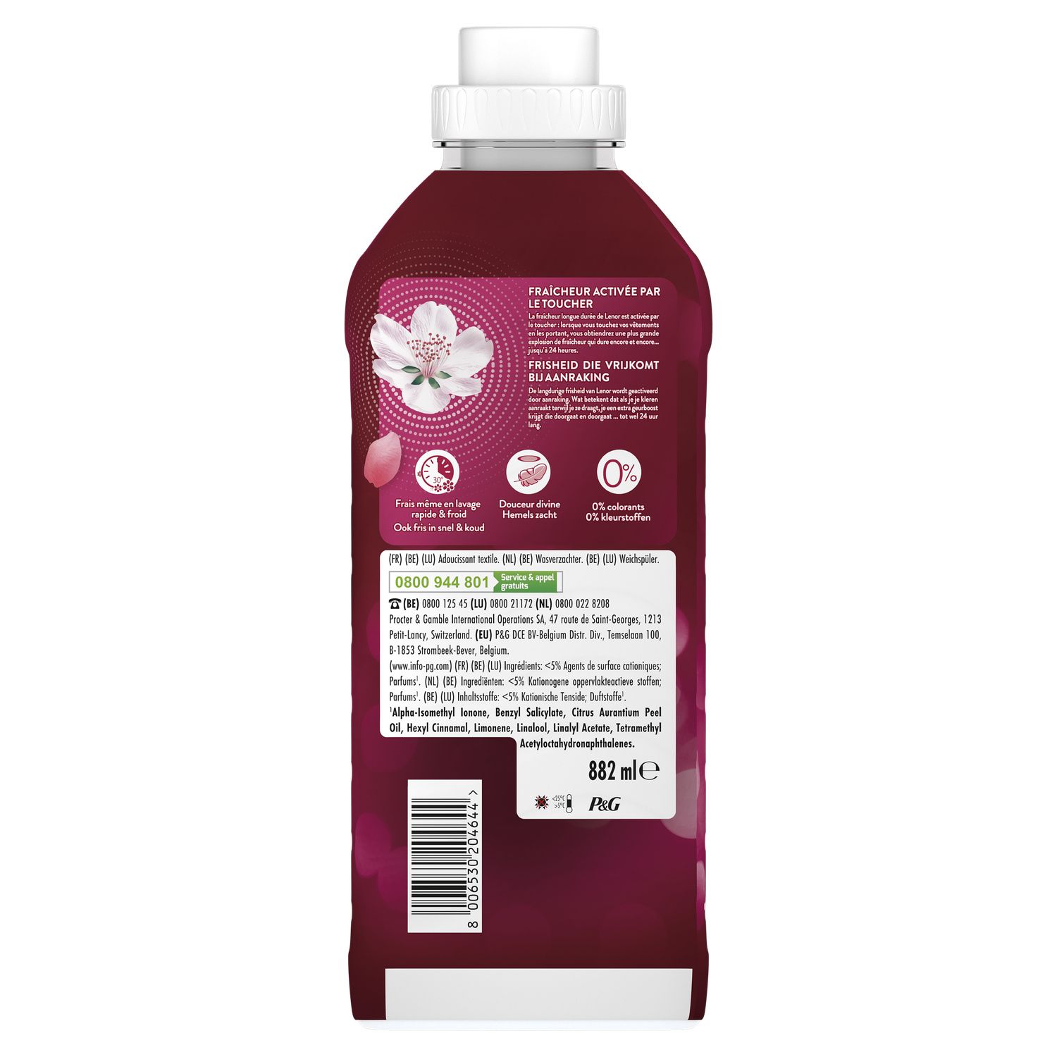 Adoucissant Fraîcheur Longue Durée 24H Ambre Jasmin et Rose de Mai LENOR