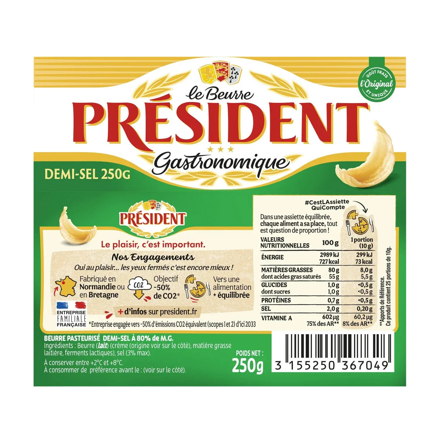 Beurre Demi-sel Gastronomique PRESIDENT