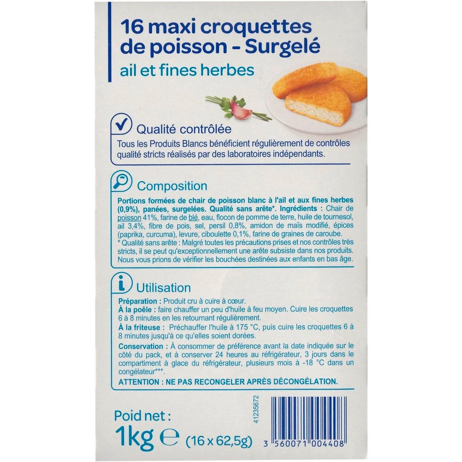 Poisson pané ail et fines herbes CARREFOUR
