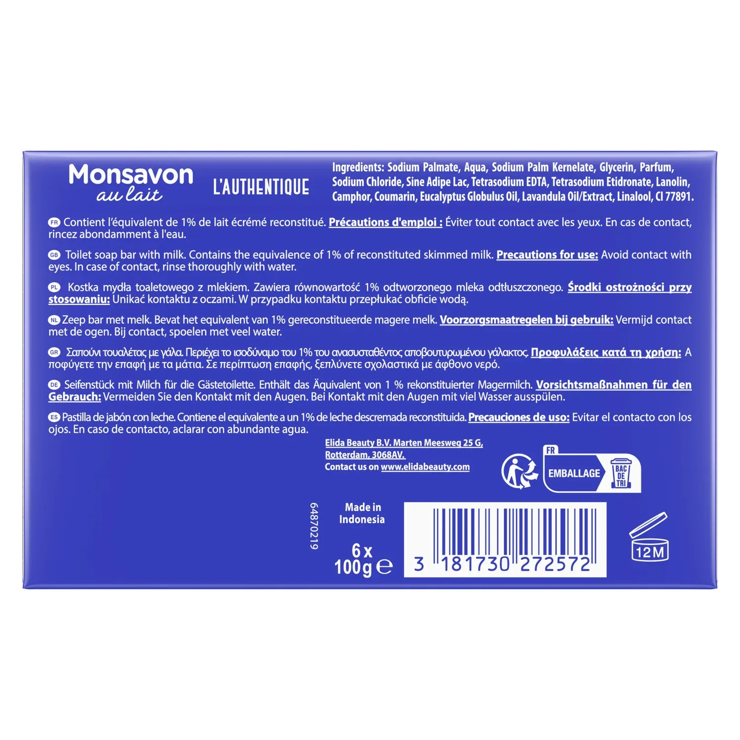 Savon Solide Authentique Au Lait MONSAVON