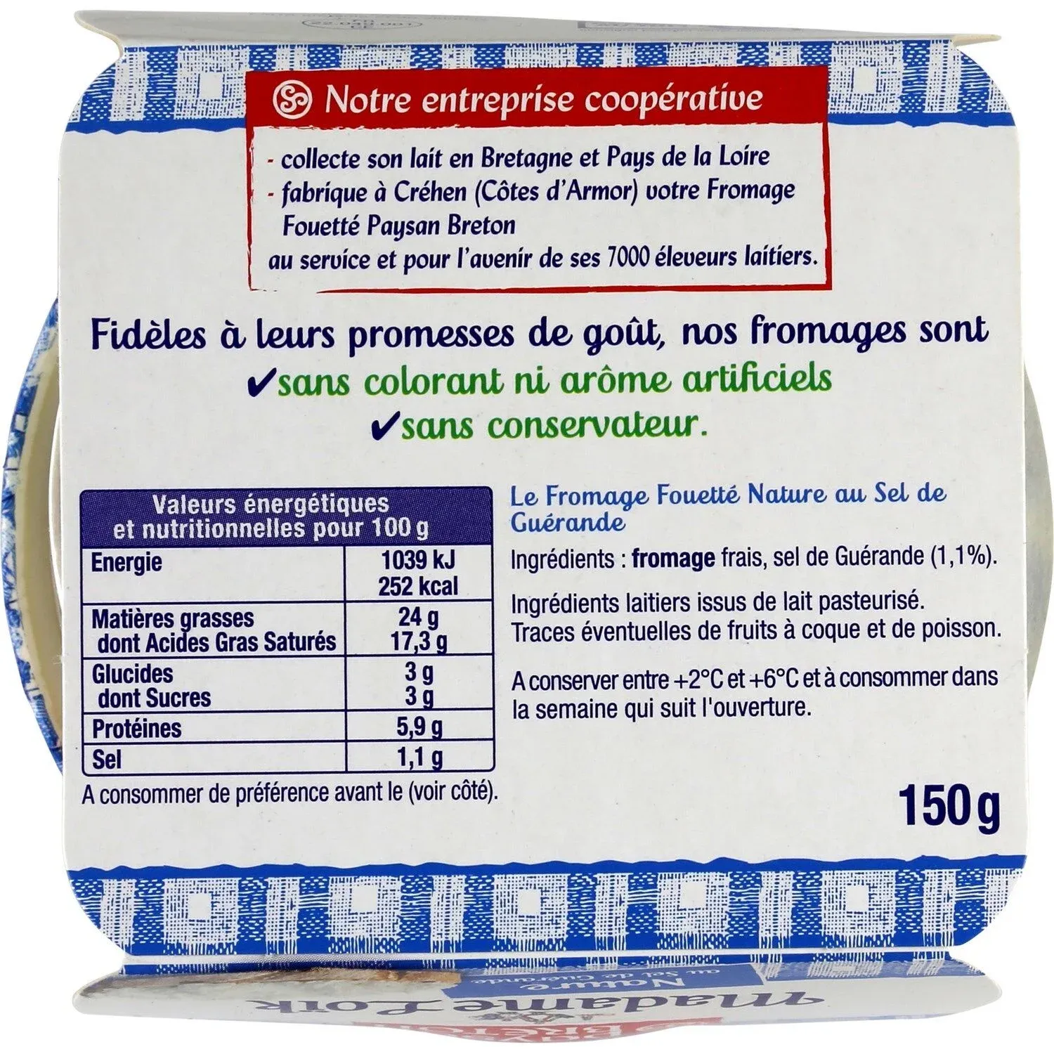 Fromage à Tartiner Nature PAYSAN BRETON