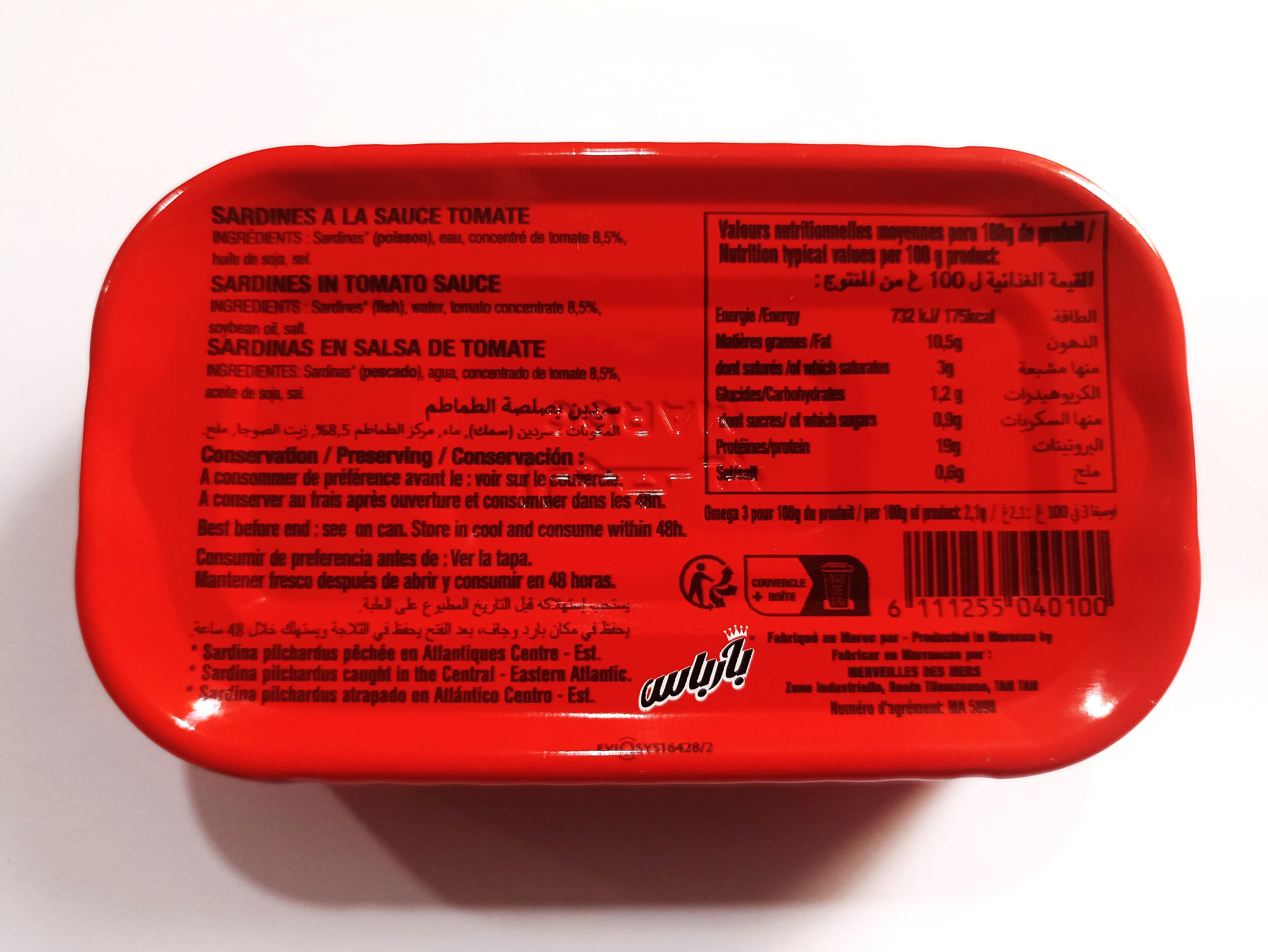 BARBAS Sardines à la sauce tomate