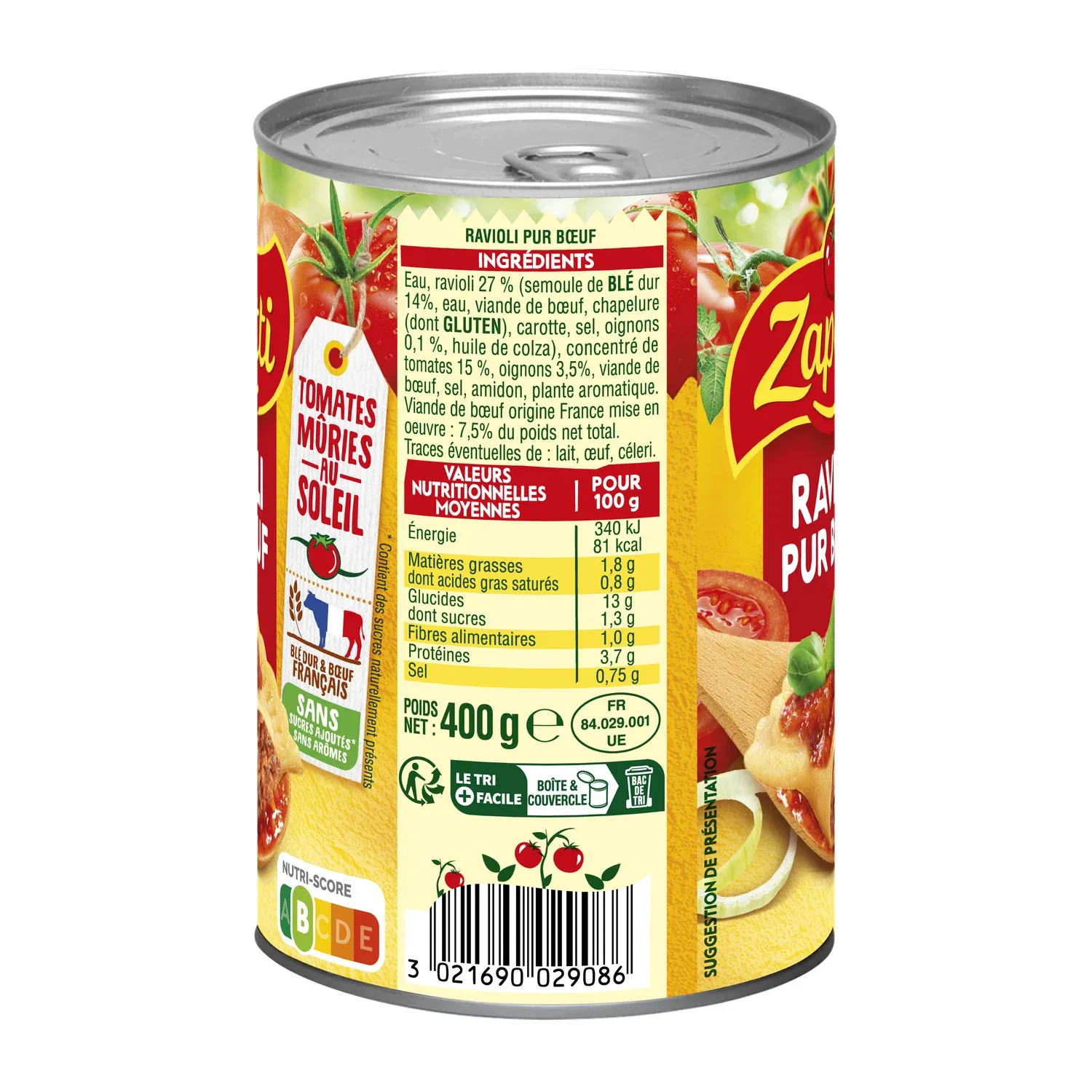 Plat Individuel Ravioli pur Bœuf ZAPETTI