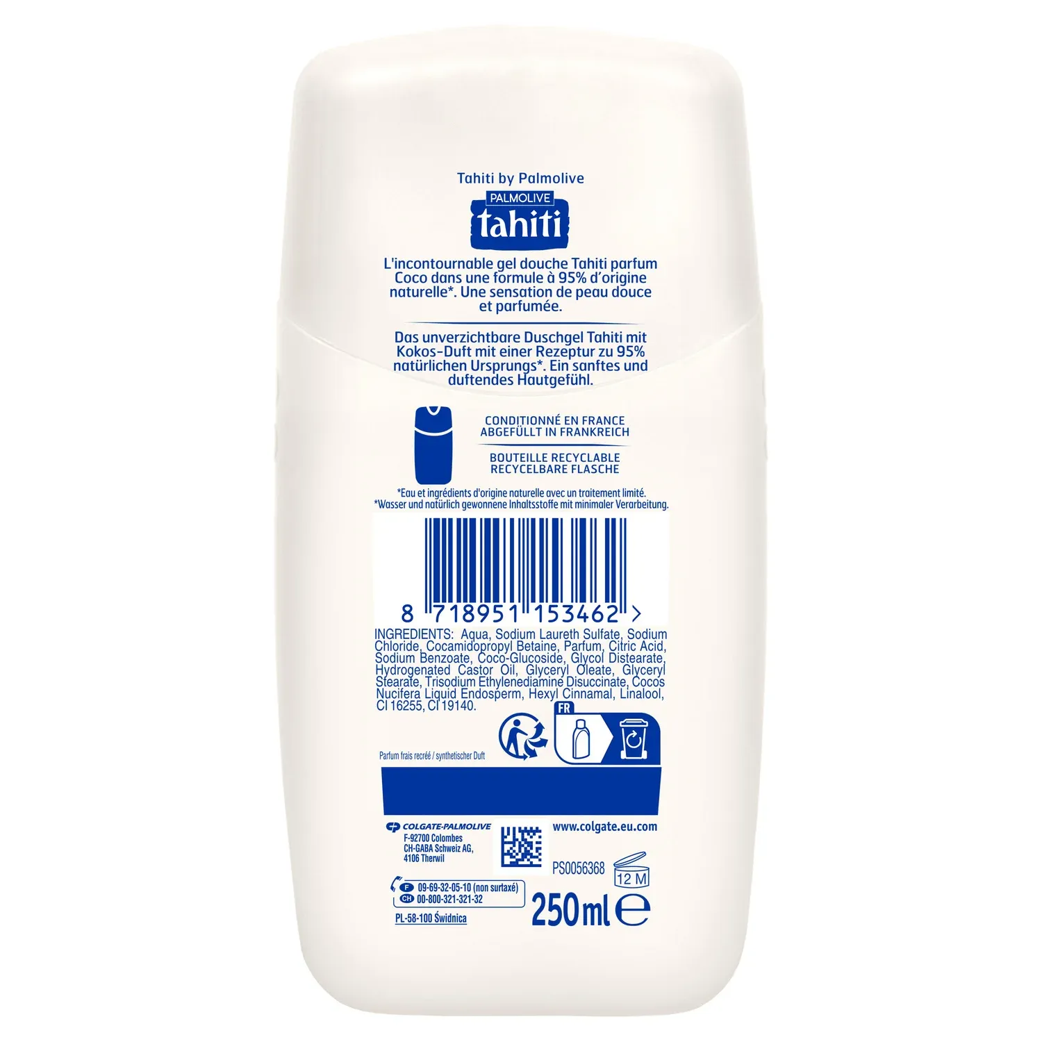Gel douche Nourrissante Lait de Coco TAHITI