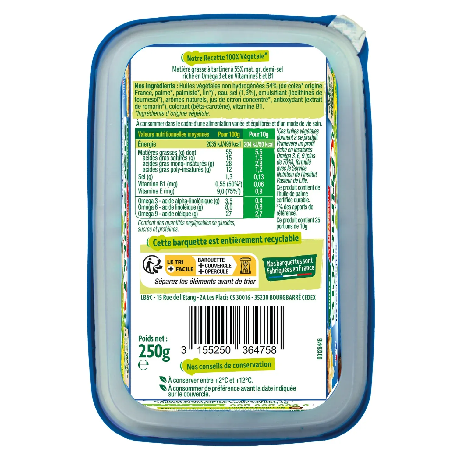 Margarine Tartine Demi-sel  PRIMEVERE