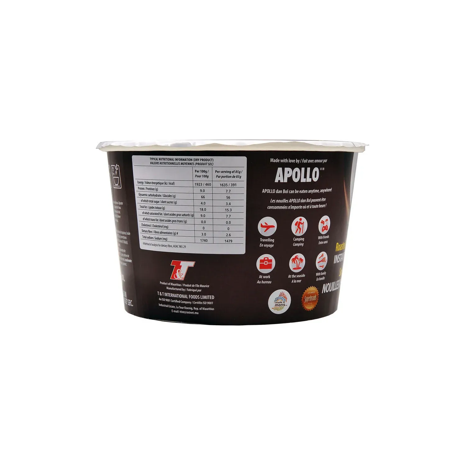 Nouilles dan bol saveur bœuf rôti Ile Maurice APOLLO