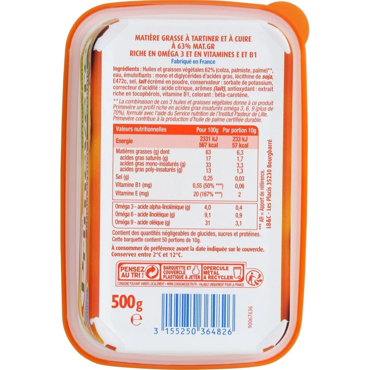 Margarine Tartine et Cuisson PRIMEVERE