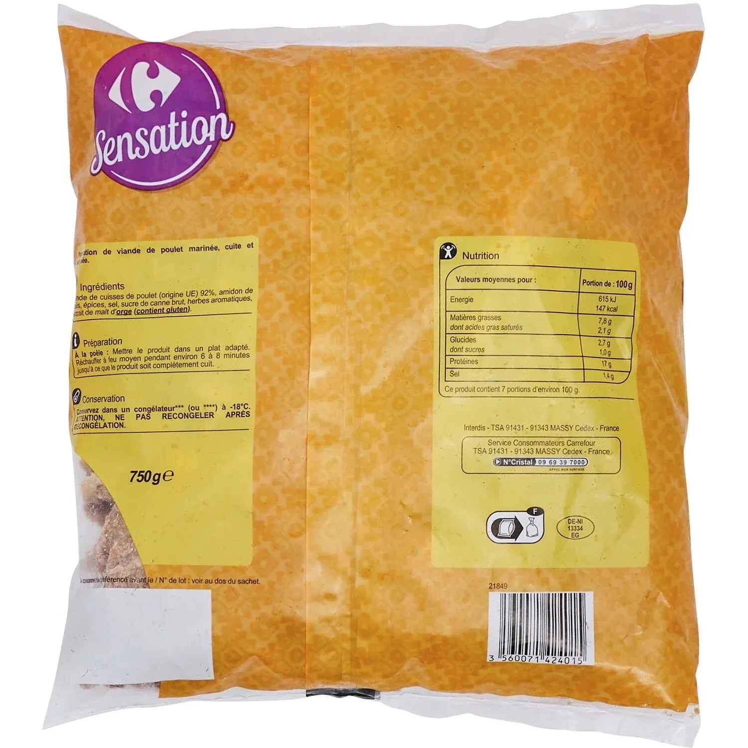 Lamelle de kebab poulet CARREFOUR SENSATION