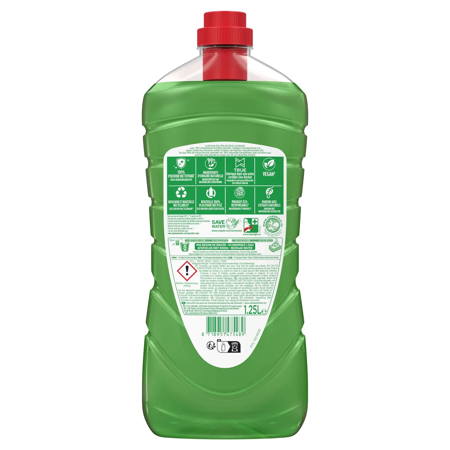 Nettoyant Ménager Sol Multi-Surfaces Fraîcheur Muguet Eco Responsable AJAX