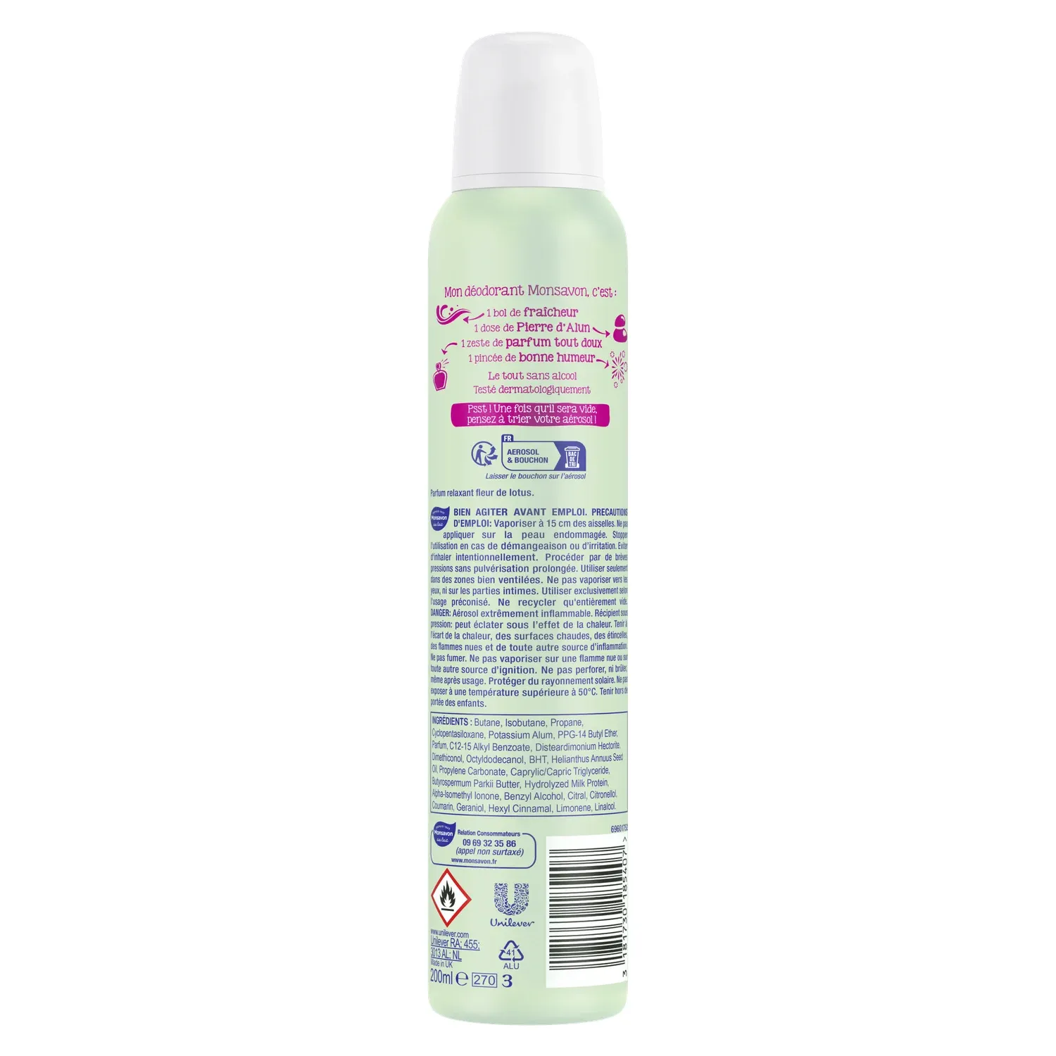 Déodorant spray Anti-transpirant Fleur de lotus MONSAVON