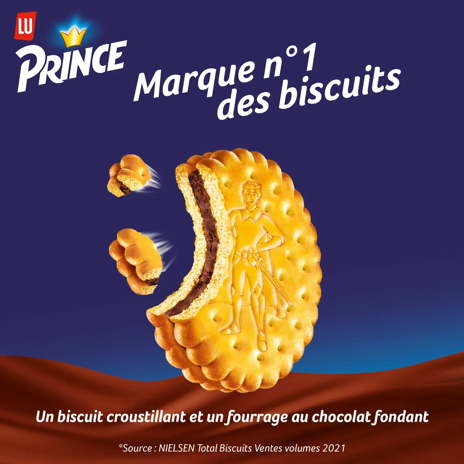 Biscuits fourrés au chocolat lait au blé complet Prince LU
