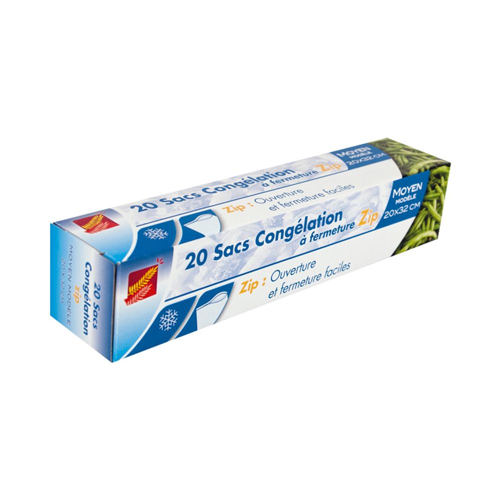 20 SACS CONGÉL ZIP PEBD20X32CM SM TRANSP.