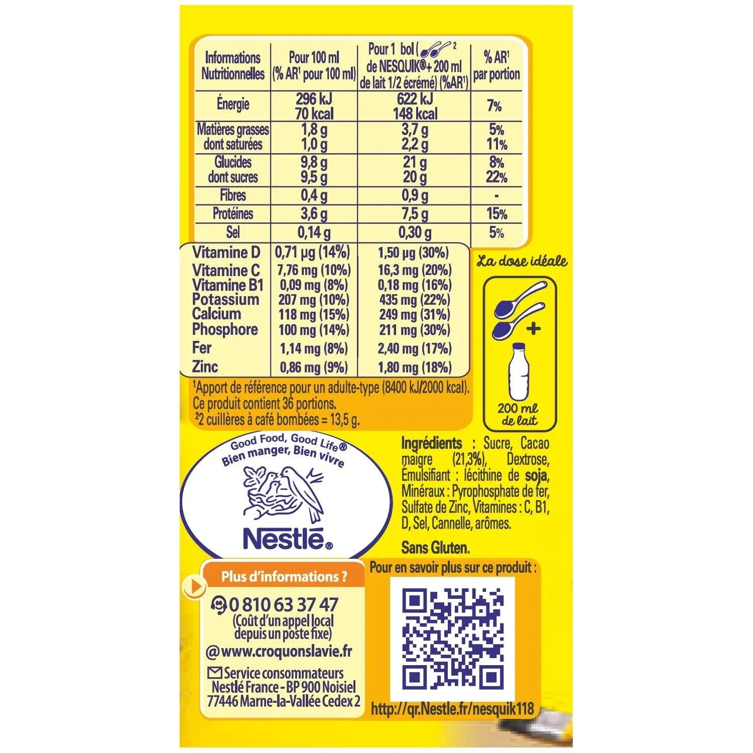 Chocolat en Poudre Nesquik NESTLE