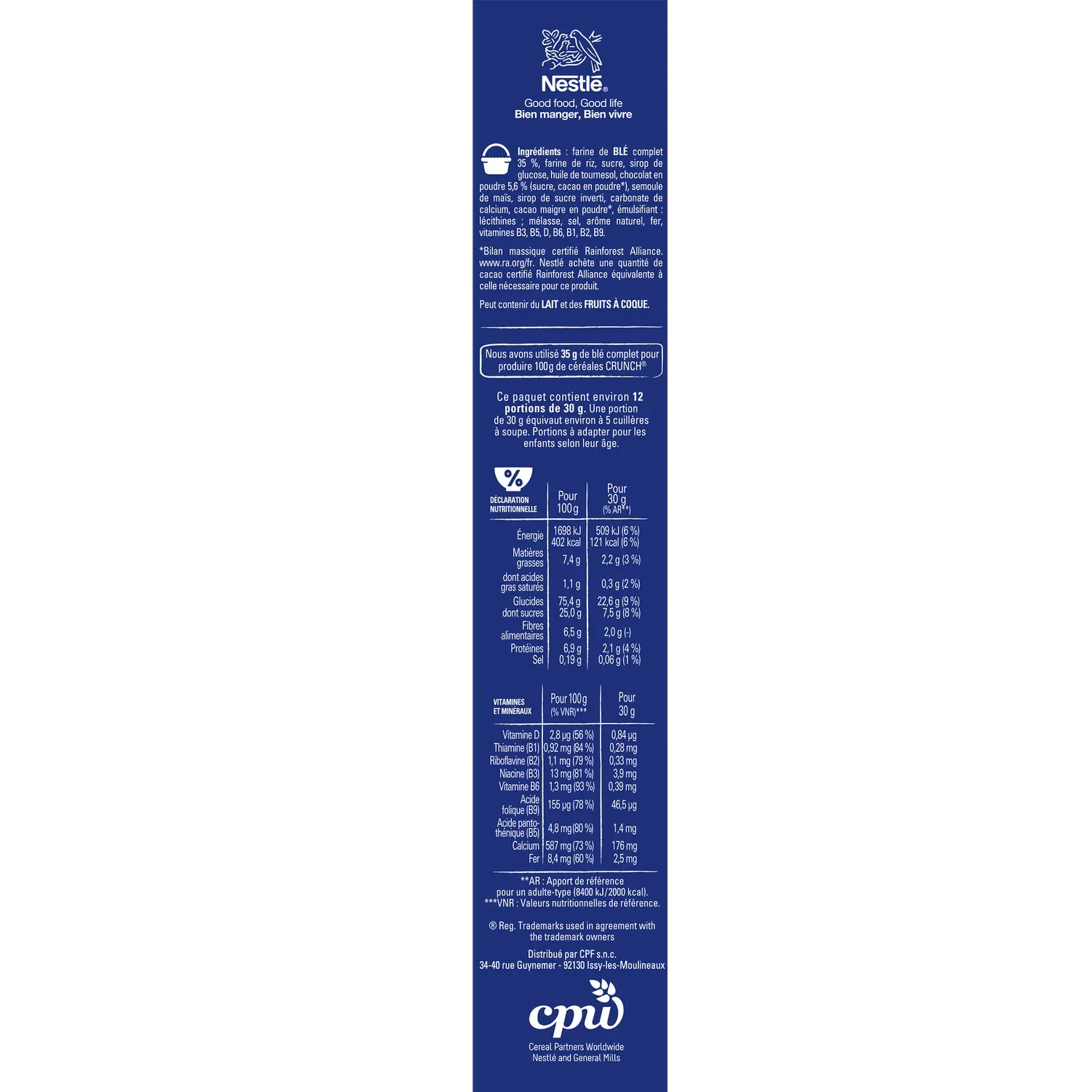 Céréales Crunch Chocolat NESTLE