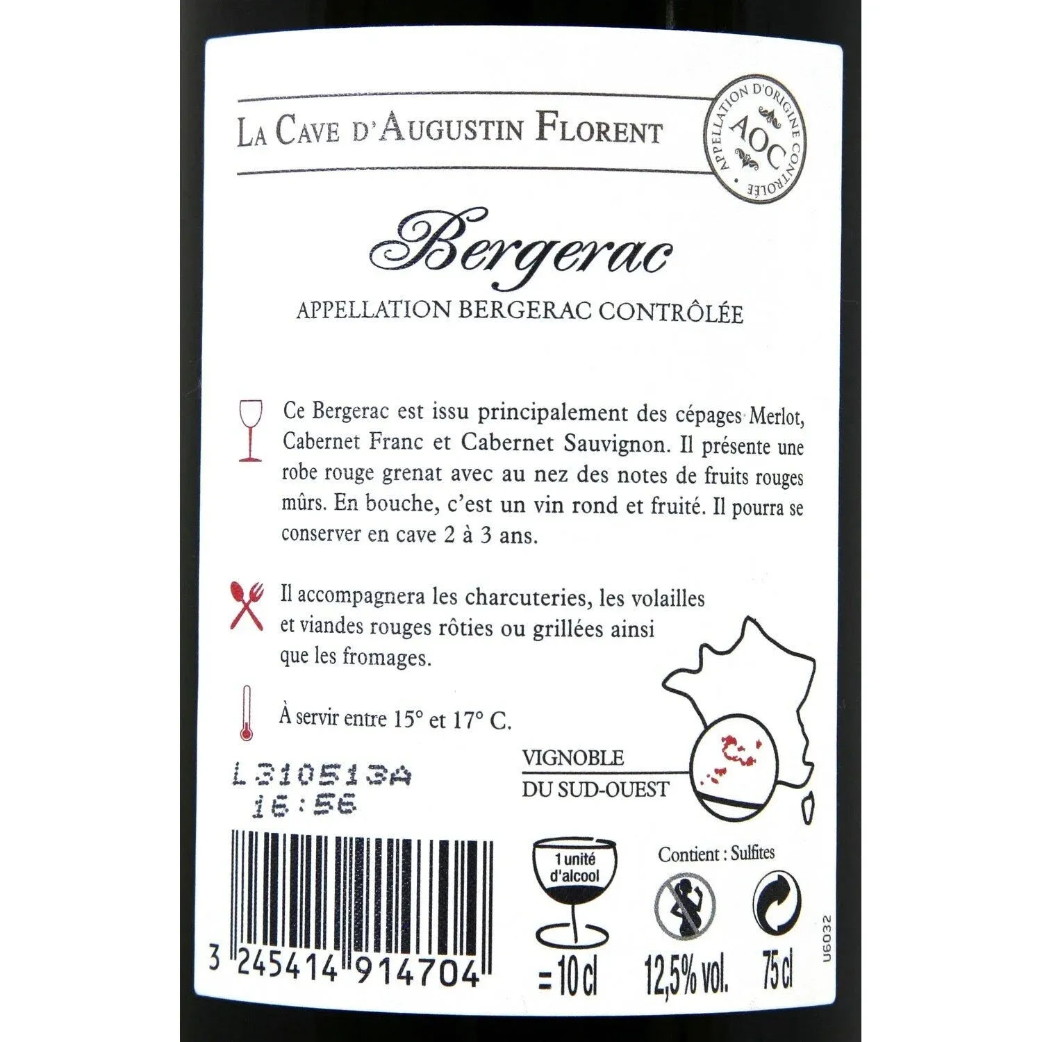 Vin Rouge A.O.P. Bergerac LA CAVE D'AUGUSTIN FLORENT