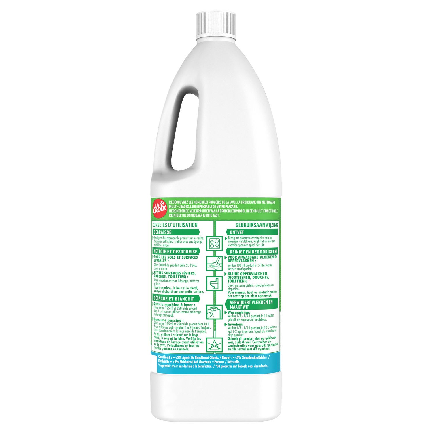 Nettoyant Javel Multi-Usages Détache Désodorise Dégraisse Parfum Forêt d'Eucalyptus LA CROIX