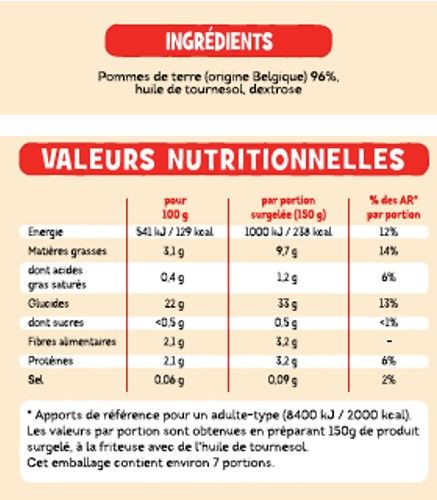 FRITES ALLUMETTE BELVIVA 1KG