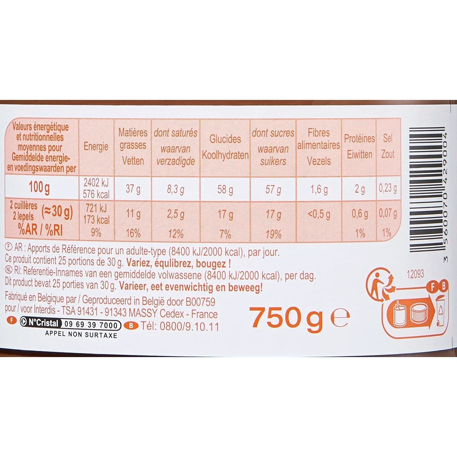 Pâte à Tartiner Noisettes et Cacao