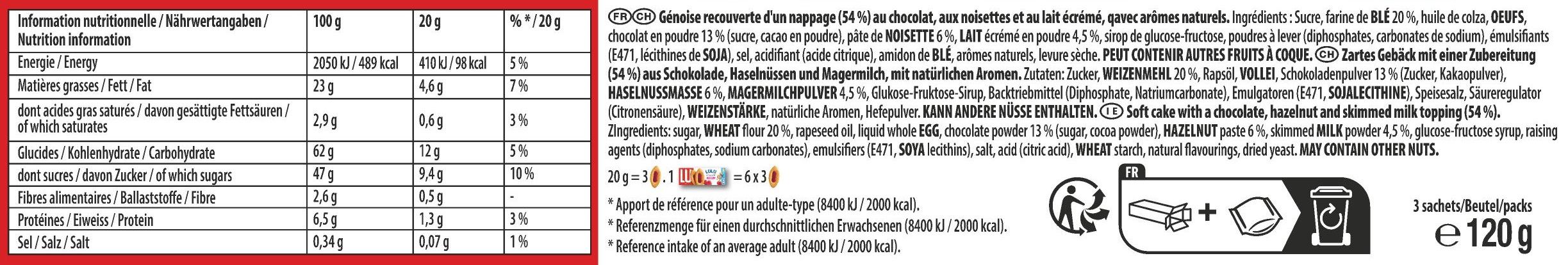 Biscuits au chocolat La Barquette Lulu LU