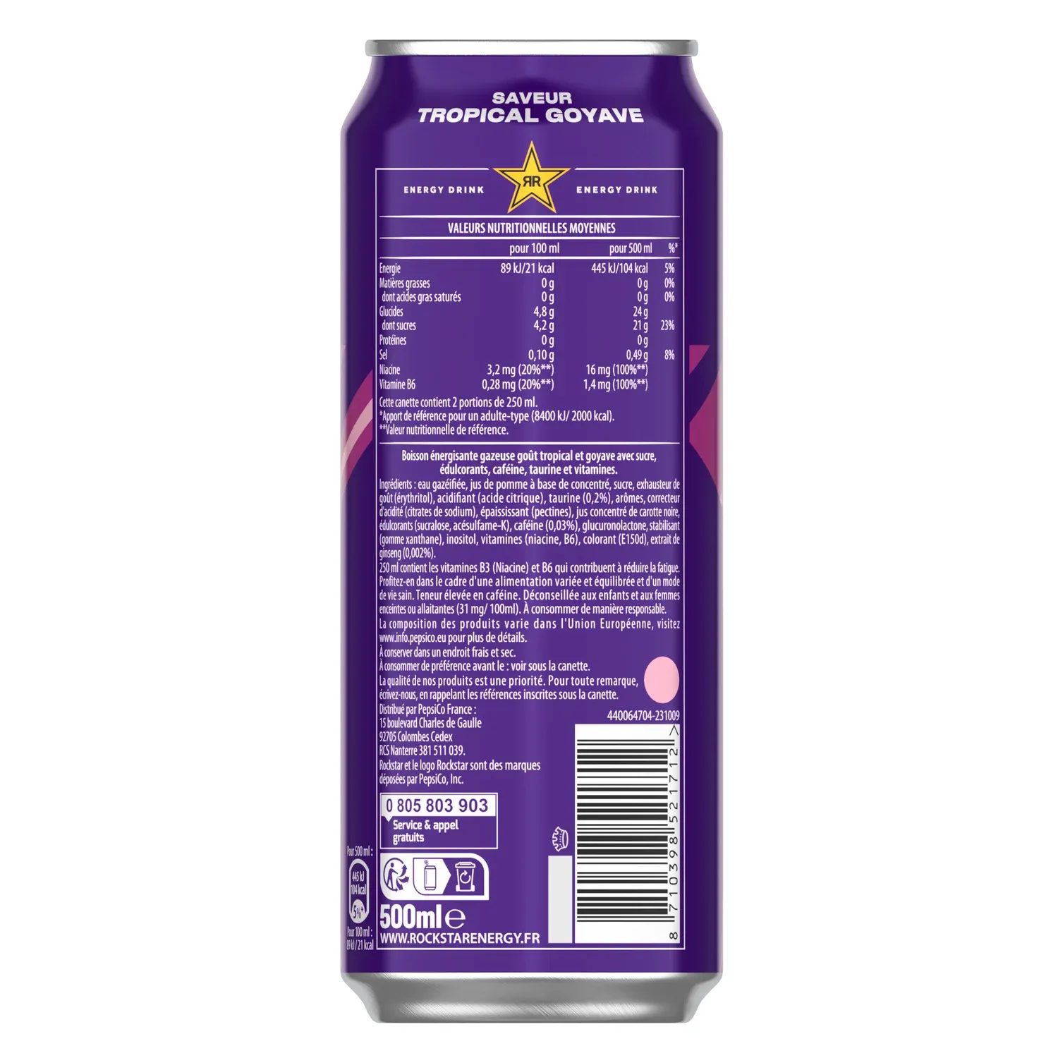 Boisson énergisante saveur Tropical Goyave ROCKSTAR