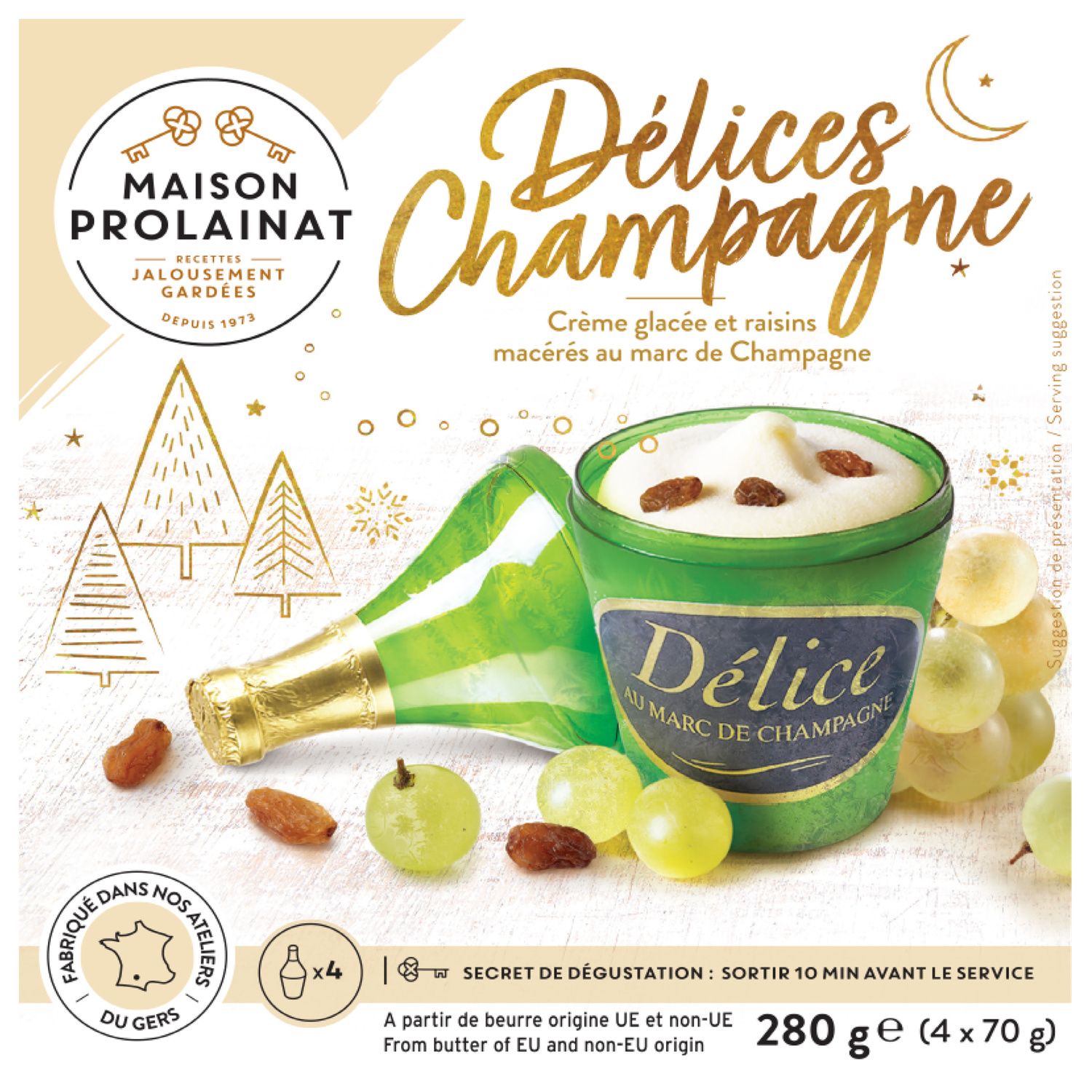 Glace en Pot Crèmes et Raisin Macérés Champagne MAISON PROLAINAT