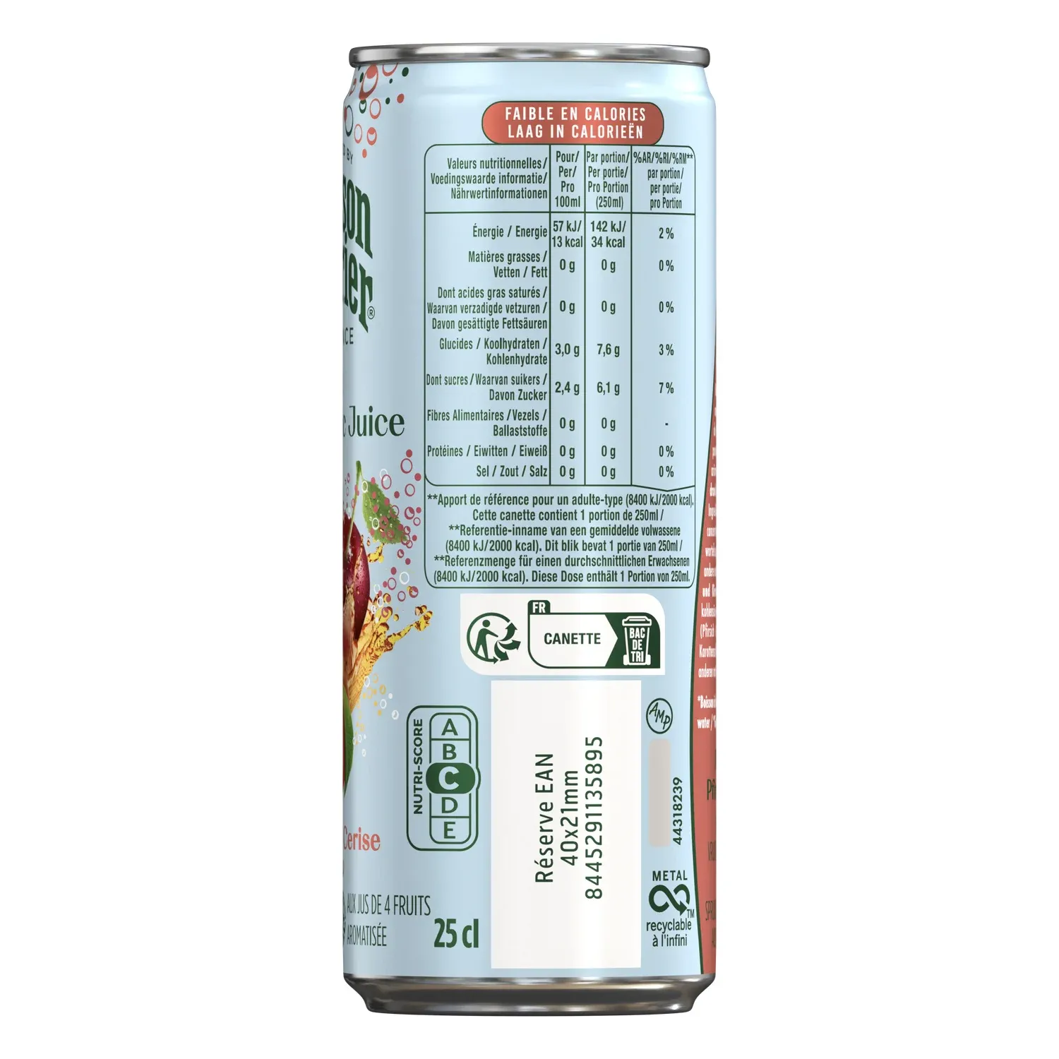 Eau Gazeuse Aromatisée Pêche Cerise MAISON PERRIER