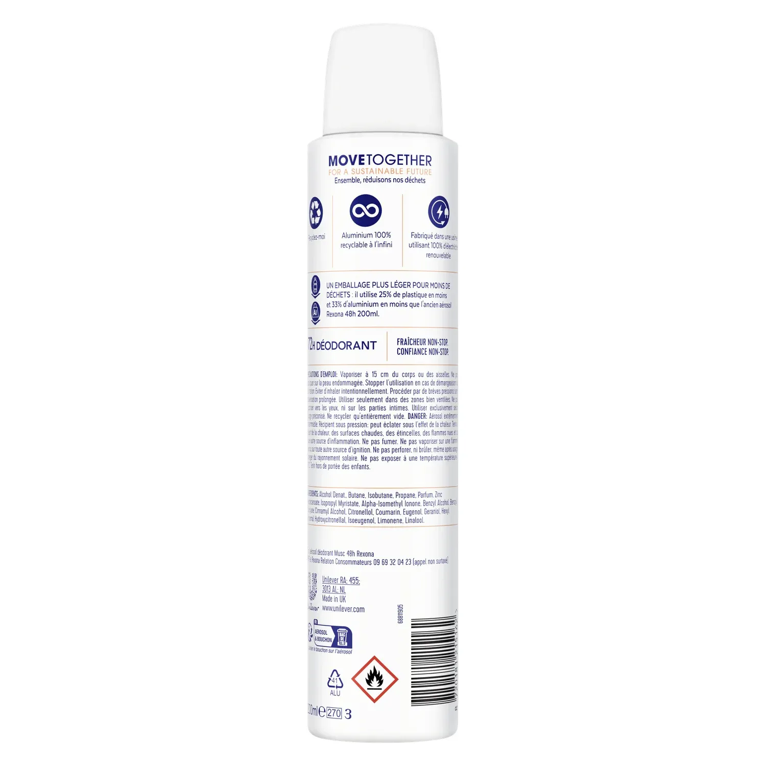 Déodorant spray Anti-transpirant Musc 72h REXONA