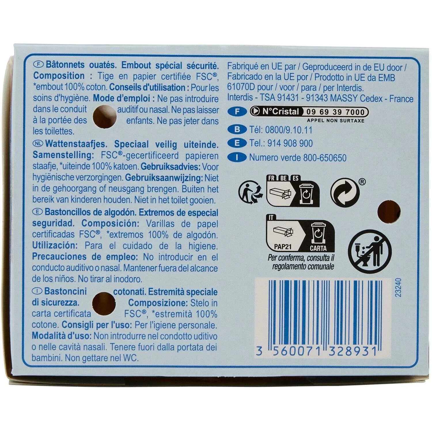 Cotons-Tiges Bébé Oreilles 100% Coton CARREFOUR BABY