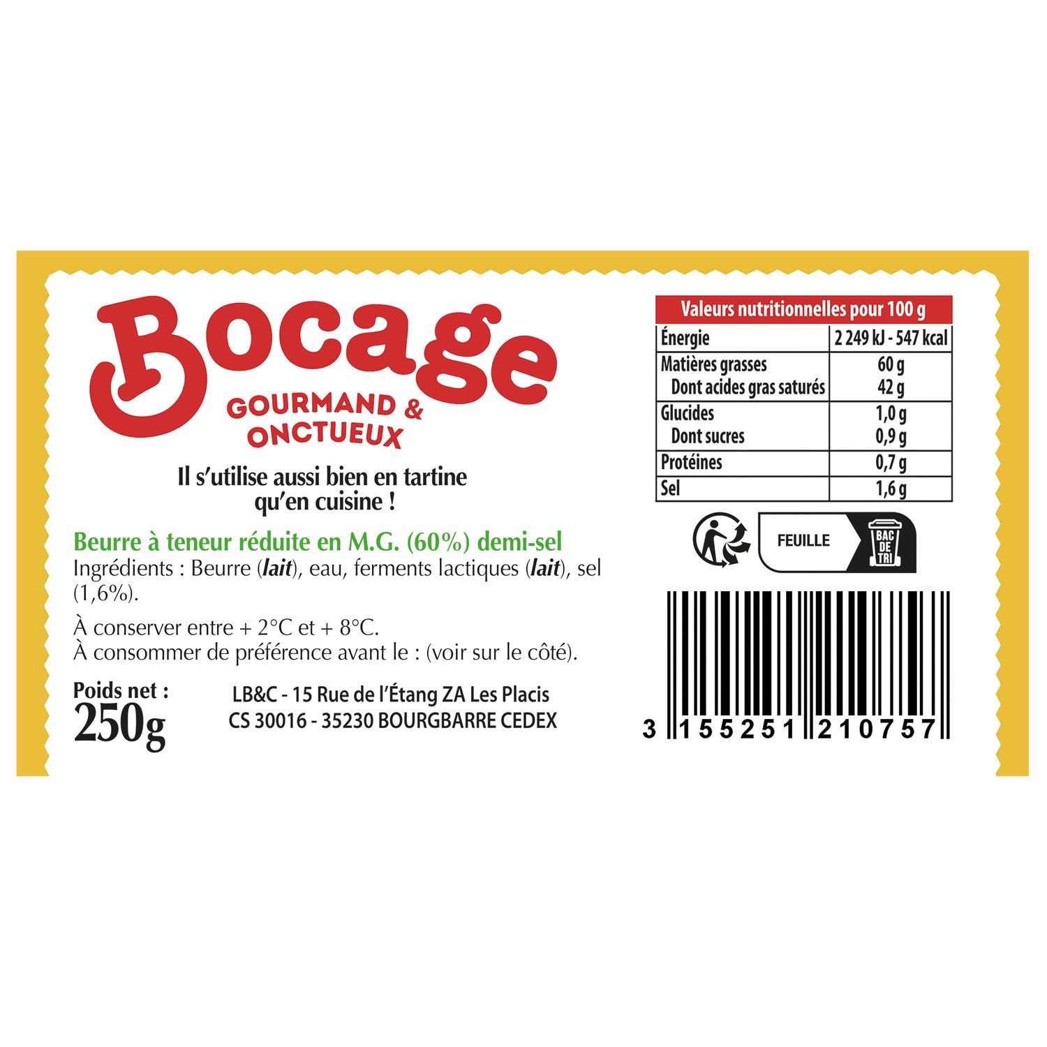 Beurre demi sel BOCAGE