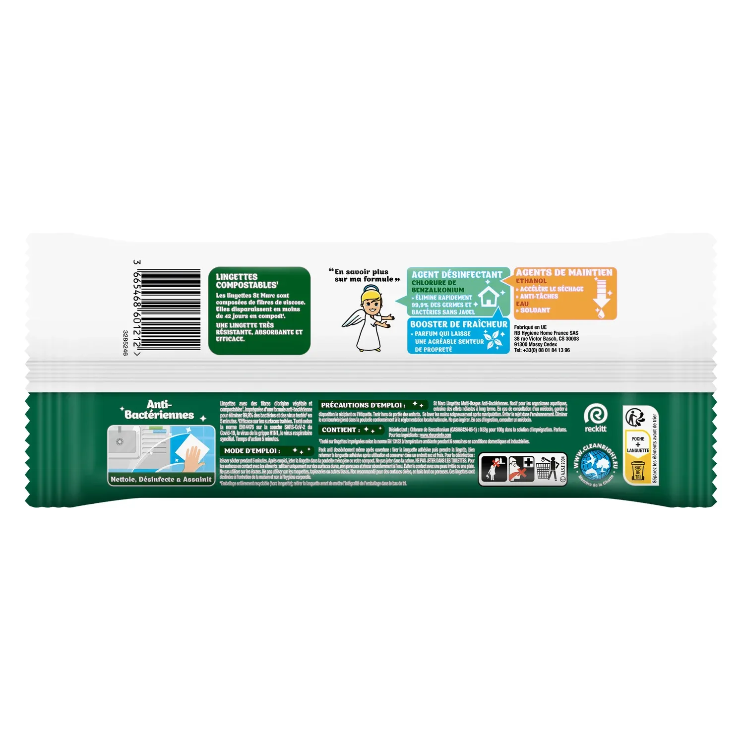 Lingettes Désinfectantes Antibactériennes ST MARC