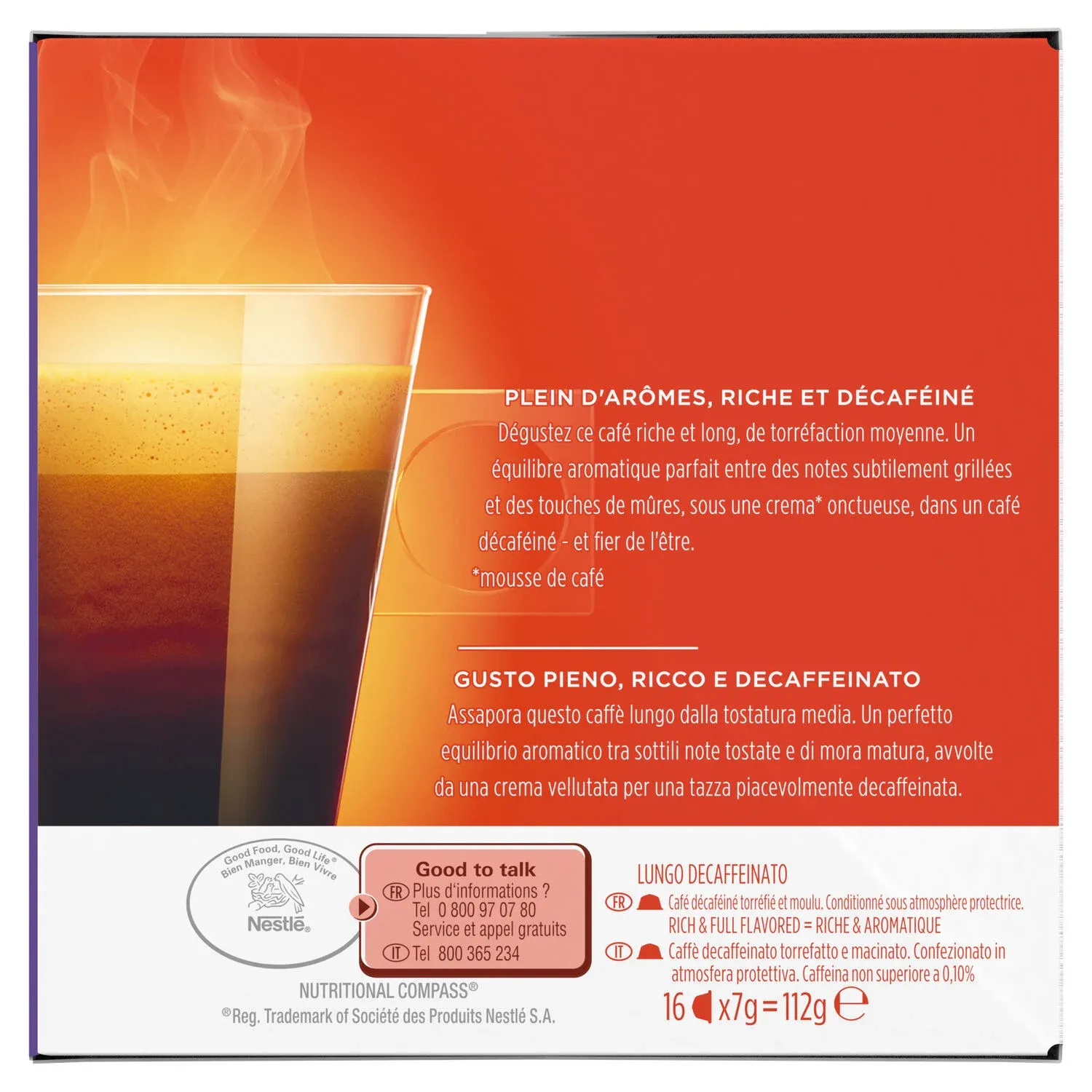 Café Capsules Compatible Dolce Gusto Lungo déca intensité 6 NESCAFE DOLCE GUSTO